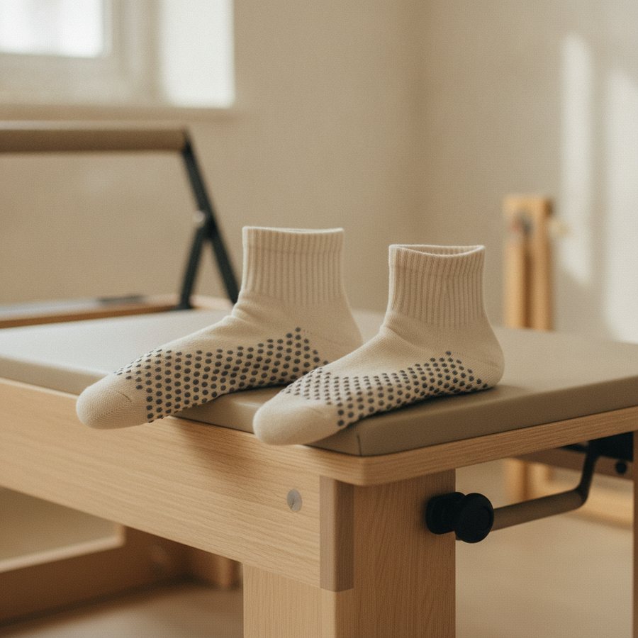 Chaussettes de Pilates antidérapantes, semelle à picots de caoutchouc